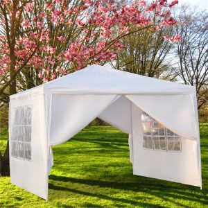 Clearance! Wedding Party Tent, SEGMART 10' x 10' Outdoor Canopy Tent with 4 SideWalls, 2021 Upgraded White Backyard Tent for Outsides, Patio Gazebo Tent BBQ Shelter for Garden Camping Grill, LLL543