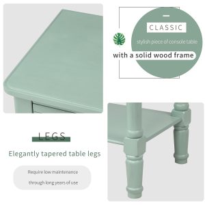 Entryway Table with Drawers & Shelf, SEGMART 23"x13" Small Console Table Sofa Table with Storage, Elegant Console Table Small Entry Table for Small Spaces Living Room Hallway Foyer Study, Retro Blue