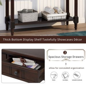 Entry Table with Drawers, SEGMART Wooden Console Table Sofa Table with Storage, Foyer Table Entryway Table with Shelf, Modern Console Table for Living Room Entryway Hallway Foyer Study, Espresso,H2320