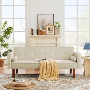 Sofa Sleeper, SEGMART Modern Fabric Sofa Bed with Armrest, Convertible Futon Couches and Sofas w/Wood Legs, Small Spaces Recliner Couch Living Room Furniture Loveseat Sofa, Green, LLL2036