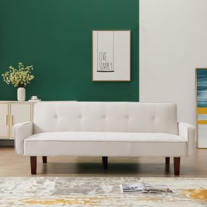 SEGMART Convertible Sofa Bed, Multi-Function Folding Futon Couch, Modern Breathable Linen Sofa Sleeper Bed for Small Room Apartment, Fold-out Couch with Wood Legs Quickly Converts into a Bed, B3031