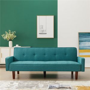 Sofa Sleeper, SEGMART Modern Fabric Sofa Bed with Armrest, Convertible Futon Couches and Sofas w/Wood Legs, Small Spaces Recliner Couch Living Room Furniture Loveseat Sofa, Green, LLL2036