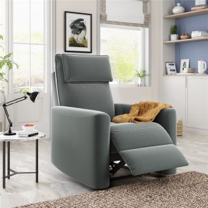 Recliner with Padded Seat, Gray Manual Recliner Chair for Elderly, Heavy Duty Upholstered Chair Recliner Sofa Lounge Chair for Living Room,350lbs Capacity, L3655