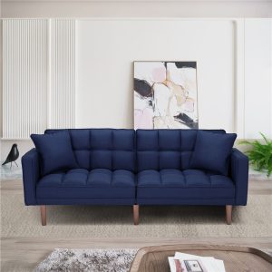 Segmart Uptown Sofa Bed with Pull Out Bed, Navy Blue, L