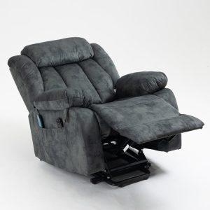 Lift Recliner, Electric Power Lounge Single Sofa for Elderly and Disabled, Heavy Duty Reclining Chair with Remote Control, Plush Fabric Sofa Living Room Chair with Overstuffed Design, Grey, SS2392