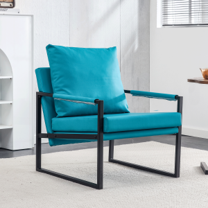 Modern PU Leather Accent Chair Arm Chair with Extra-Thick Padded Backrest and Seat Cushion, Faux Leather Upholstered Accent Chair, Modern Single Sofa Reading Chair Club Chair, for Living Room Bedroom