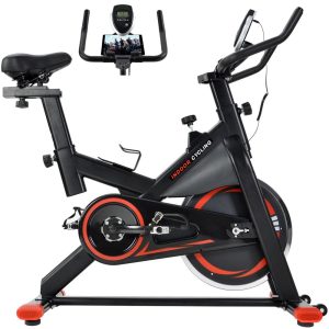 Exercise Cycling Bike, Stationary Indoor Cycling Bike, Smooth Belt Drive Exercise Bike with LCD monitor, Bottle Holder, Adjustable Seat Bicycle Stationary Bike for Home Cardio Gym Workout, L5375