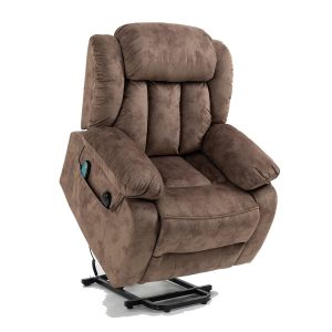 SEGMART Power Lift Recliner Sofa, Ergonomic Chaise Lounge Chair with 3 Positions Lift, Fabric Sofa Motorized Living Room Single Chair with Plush Extended Arms and Remote Control, 300lbs, Brown, SS2376