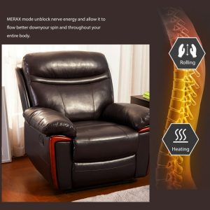 Massage Heated Massage Recliner Chair with 8 Vibration Motors, Remote Control, SEGMART Personal PU Leather Recliner Chair Modern Recliner Sofa Lounge, Recliner Seat Club Chair, 330lbs, S278