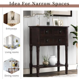 Entryway Table with Drawers & Shelf, SEGMART 23" Small Console Table Sofa Table with Storage, Elegant Console Table Small Entry Table for Small Spaces Living Room Hallway Foyer Study, Espresso, H1065