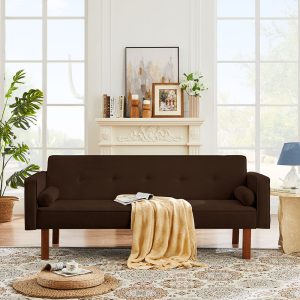 Sofa Sleeper, SEGMART Modern Fabric Sofa Bed with Armrest, Convertible Futon Couches and Sofas w/Wood Legs, Small Spaces Recliner Couch Living Room Furniture Loveseat Sofa, Gray, LL124