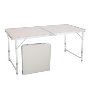 4FT Aluminum Alloy Folding Table, Indoor Outdoor Portable Foldable Plastic Dining Table, Lightweight Rectangular Table with Adjustable Height & Carrying Handle for Party Picnic Beach Camping, B280