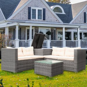 4-Piece Rattan Wicker Outdoor Conversation Set