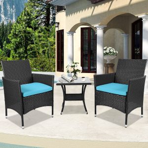 SEGMART Outdoor Patio Furniture Sets, 3 Pieces Bistro Rattan Wicker Conversation Chairs Sets with 2 Single Chair, S13