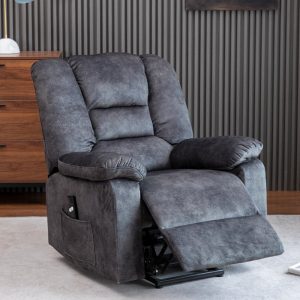 Electric Power Lift Recliner, Heavy Duty 350lbs Classic Velvet Sofa Chair for Elderly, Ergonomic Lounge Sofa with 5 Vibration Massage Modes and Heated Function, 3 Positions Lift, Dark Green, SS1827